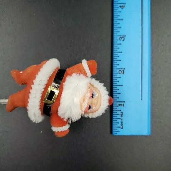 MCM Santa Claus Christmas Kitsch Floral Pick Flocked Vintage Mid Century Modern - Picture 15 of 16